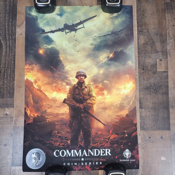 Scottsdale Mint General Patton Poster Commander Coin Series New Never Used 30x20 - Picture 1 of 12